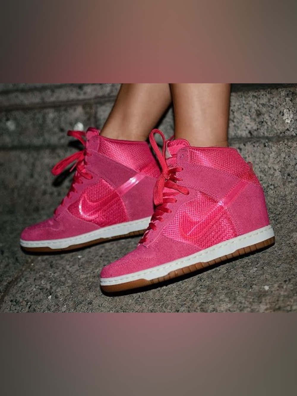 Nike Wmns Dunk Sky Hi Top Pink Wedge Sneakers‎ Trainers
